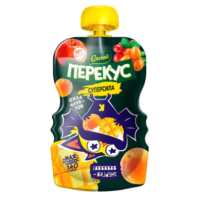 Пюре Яблоко Манго Абрикос Облепиха Шиповник 140 г Сочный перекус Bambolina 1